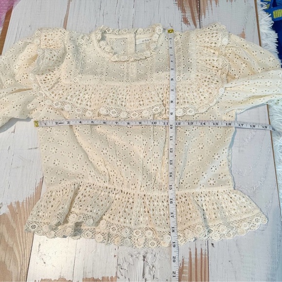 Doen Floryn Blouse - Lace Trim Broderie Anglaise Shirt - Size S - Picture 7 of 10